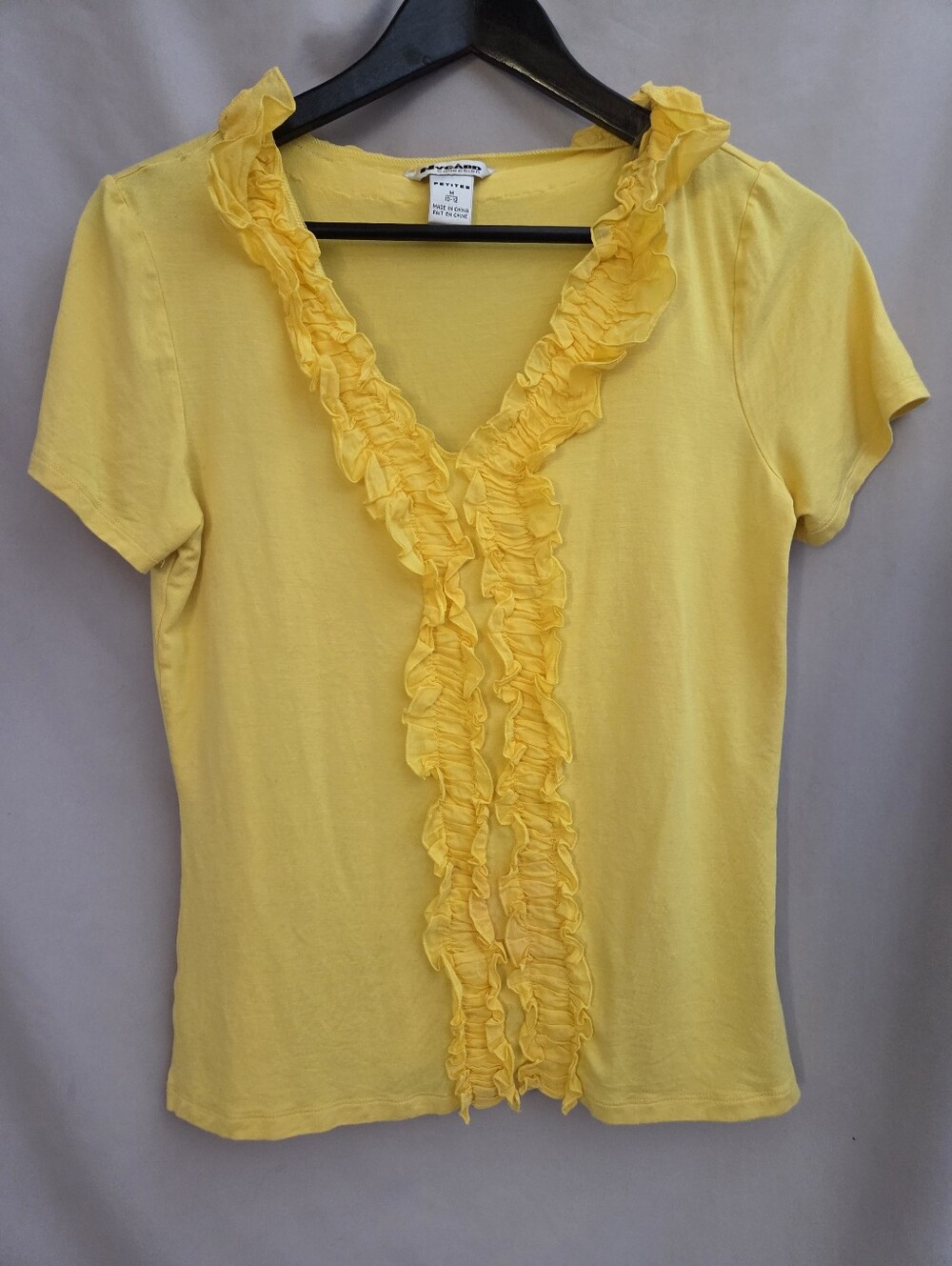 Ruffled V-Neck Short Sleeve Tee in Yellow by Apt. 9
